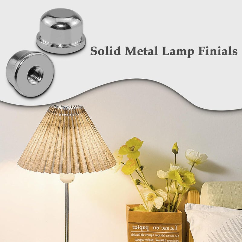 MARRTEUM 1/2 Inch Tall Lamp Finial Tapped 1/4-27 Knob Lamp Accessories for Lamp Shade Holder Harp Tops, Silver, 2PCS - Image 4